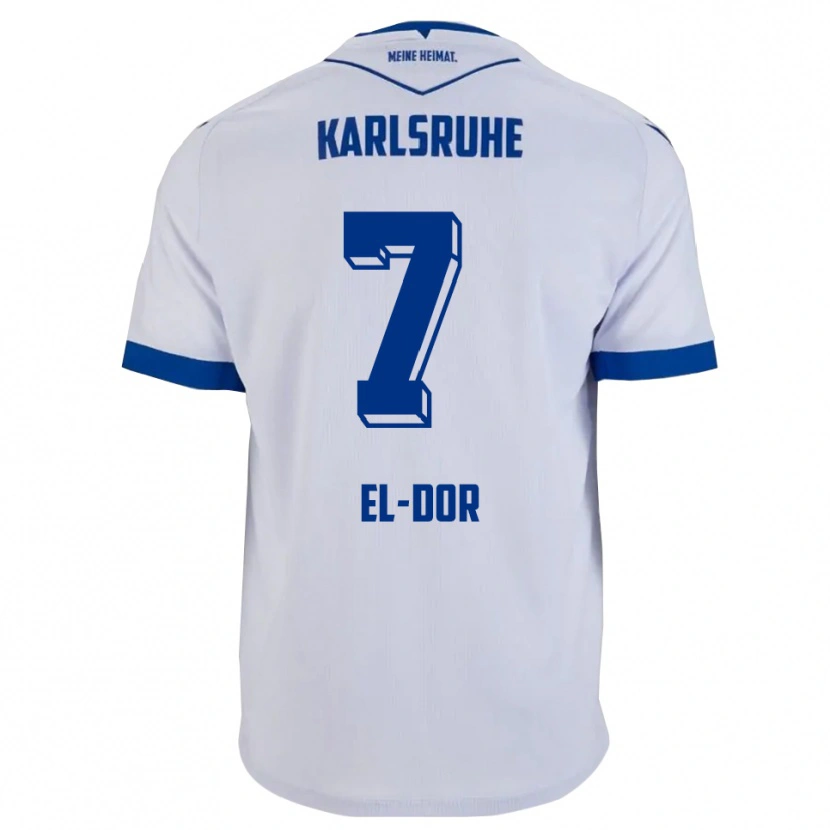 Danxen Homem Camisola Bassem El-Dor #7 Branco Azul Alternativa 2025/26 Camisa