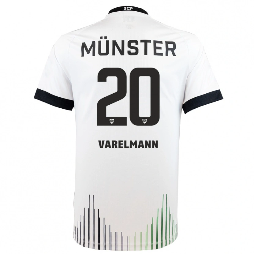 Danxen Homem Camisola Niklas Varelmann #20 Branco Preto Alternativa 2025/26 Camisa