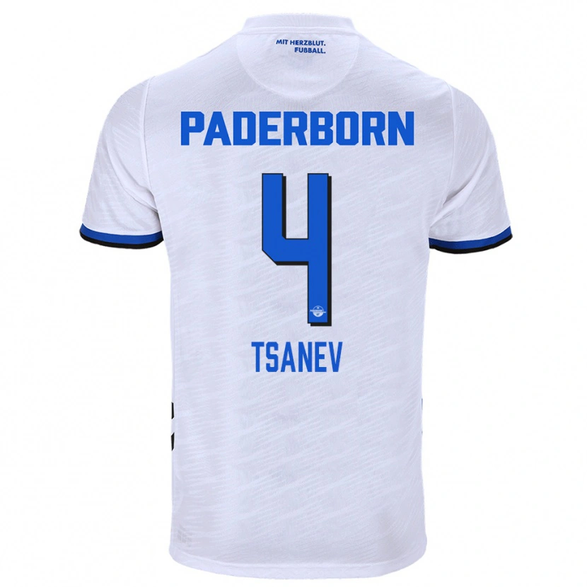 Danxen Homem Camisola Simeon Tsanev #4 Branco Azul Alternativa 2025/26 Camisa