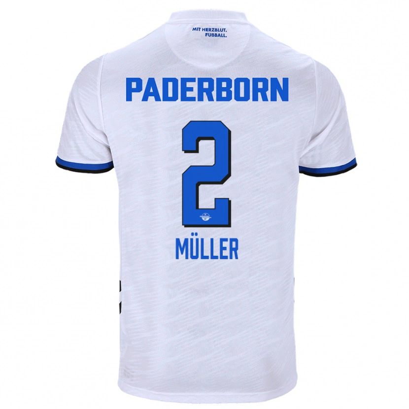 Danxen Homem Camisola Ruben Müller #2 Branco Azul Alternativa 2025/26 Camisa