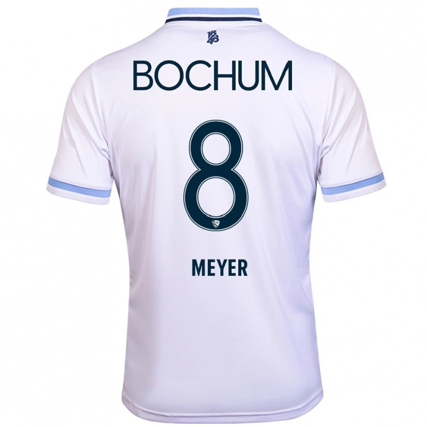 Danxen Homem Camisola Tom Meyer #8 Branco Azul Celeste Alternativa 2025/26 Camisa