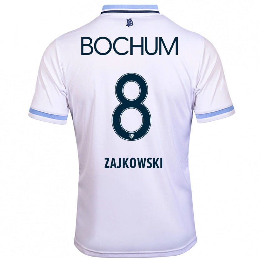 Danxen Homem Camisola Cedric Zajkowski #8 Branco Azul Celeste Alternativa 2025/26 Camisa