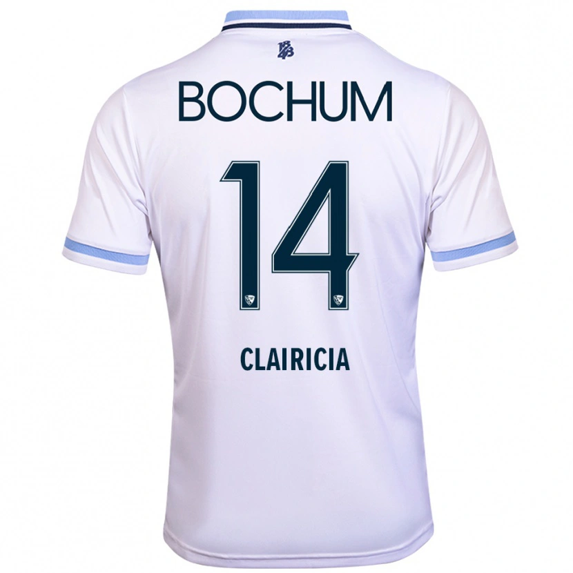 Danxen Homem Camisola Mathis Clairicia #14 Branco Azul Celeste Alternativa 2025/26 Camisa