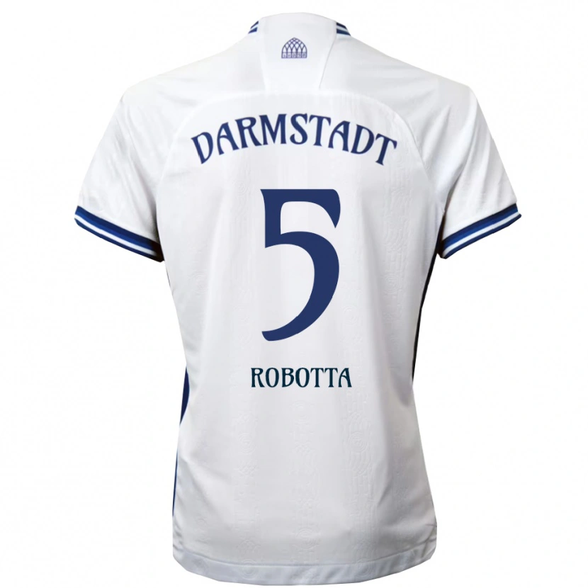 Danxen Homem Camisola Maurizio Robotta #5 Branco Azul Alternativa 2025/26 Camisa