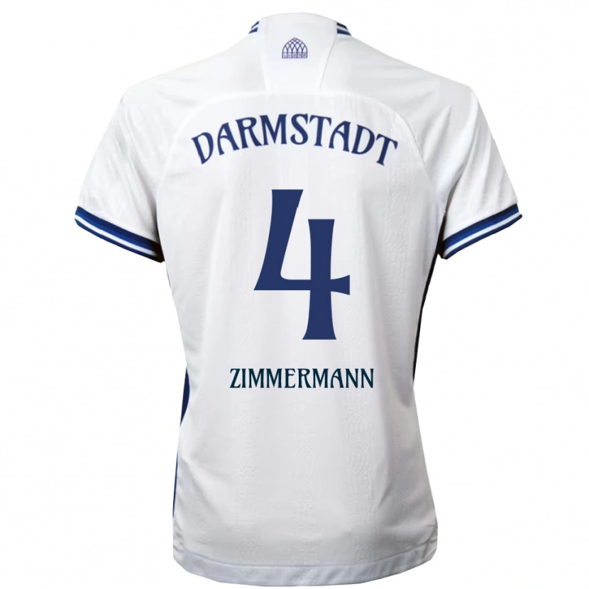 Danxen Homem Camisola Christoph Zimmermann #4 Branco Azul Alternativa 2025/26 Camisa