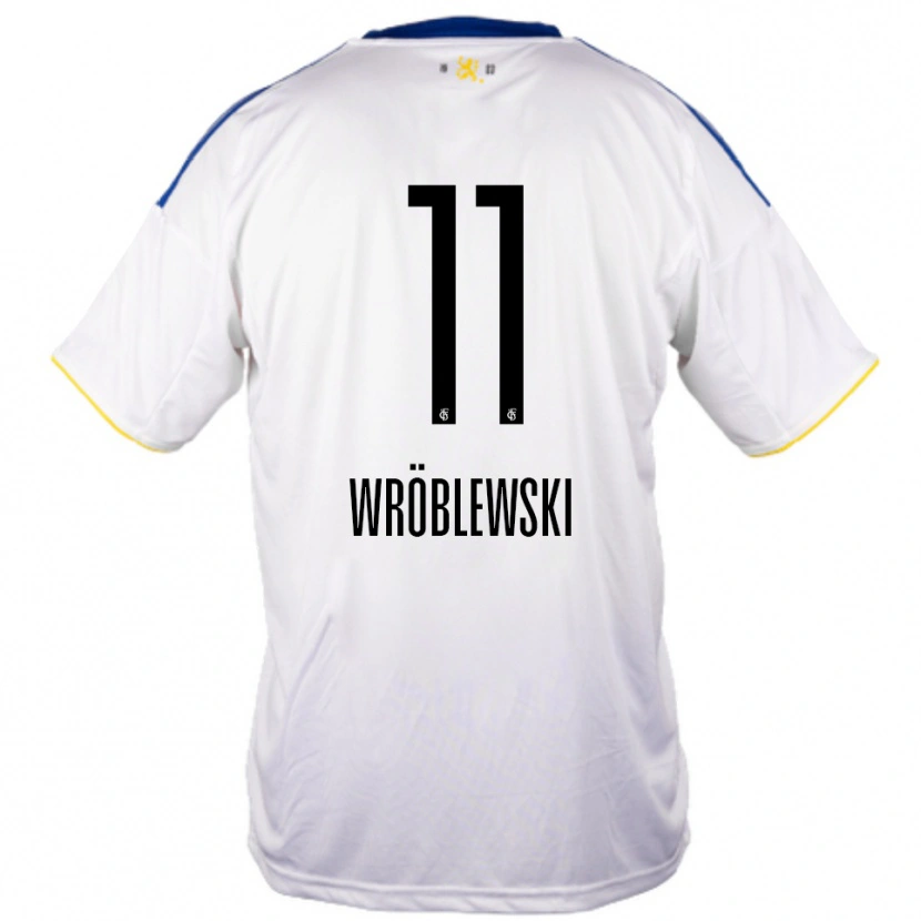 Danxen Homem Camisola Lukas Wröblewski #11 Branco Azul Amarelo Alternativa 2025/26 Camisa