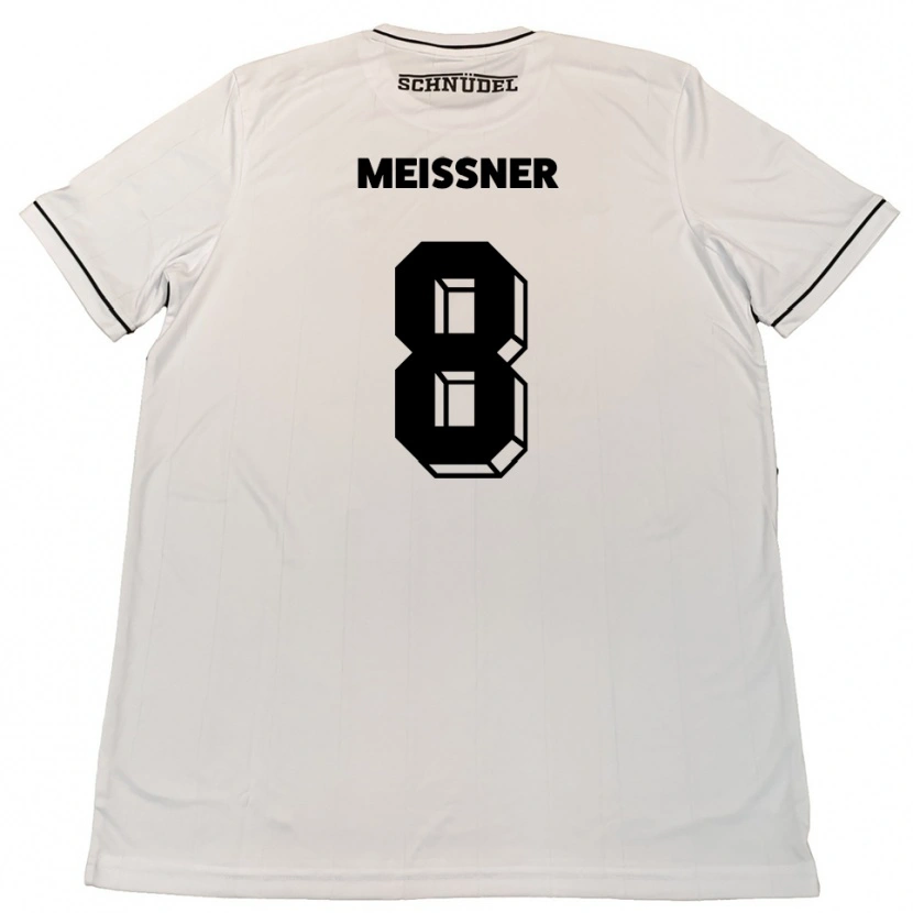 Danxen Homem Camisola Thomas Meißner #8 Branco Preto Alternativa 2025/26 Camisa