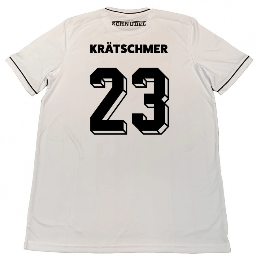 Danxen Homem Camisola Pius Krätschmer #23 Branco Preto Alternativa 2025/26 Camisa