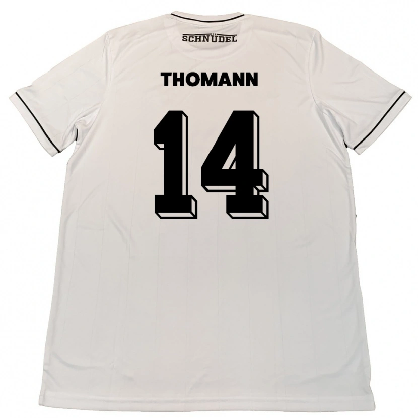 Danxen Homem Camisola Martin Thomann #14 Branco Preto Alternativa 2025/26 Camisa