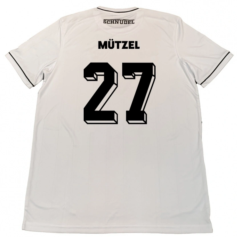 Danxen Homem Camisola Nuno Mützel #27 Branco Preto Alternativa 2025/26 Camisa
