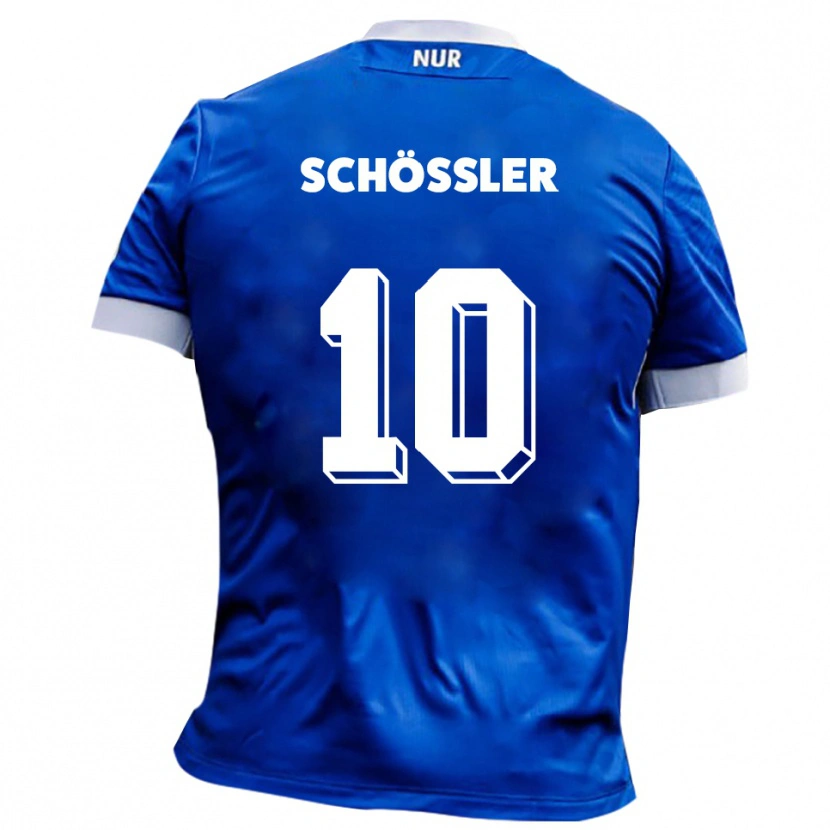 Danxen Homem Camisola Maris Schößler #10 Azul Branco Alternativa 2025/26 Camisa
