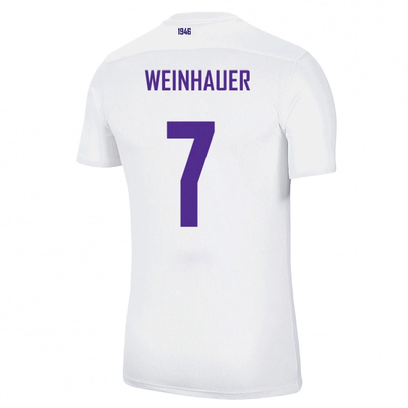 Danxen Homem Camisola Erik Weinhauer #7 Branco Verde Alternativa 2025/26 Camisa
