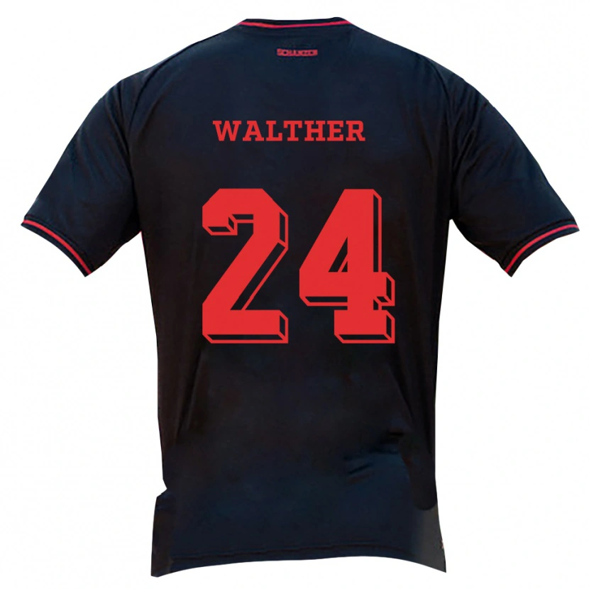 Danxen Homem Camisola Felix Walther #24 Preto Vermelho Branco Alternativa 2025/26 Camisa