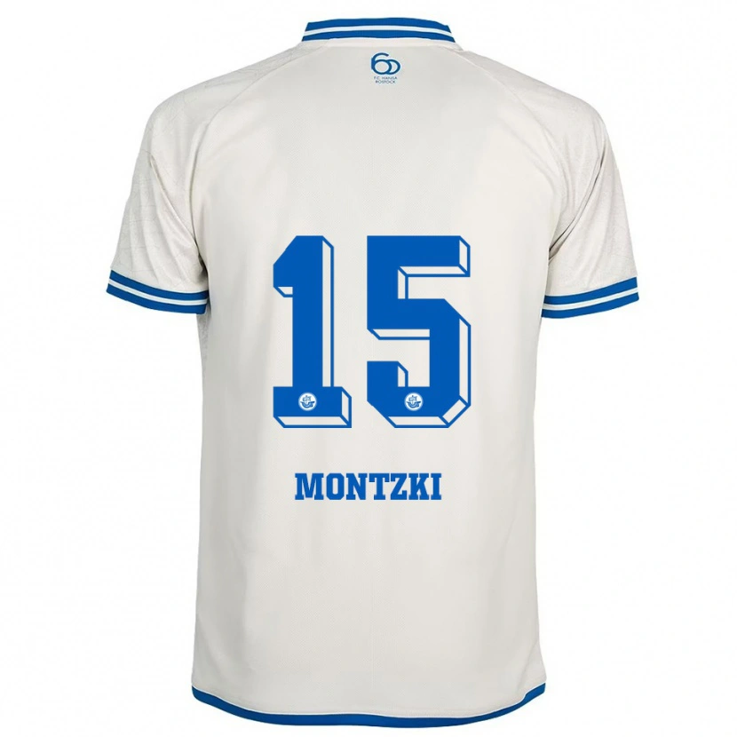 Danxen Homem Camisola Lara Montzki #15 Branco Azul Alternativa 2025/26 Camisa