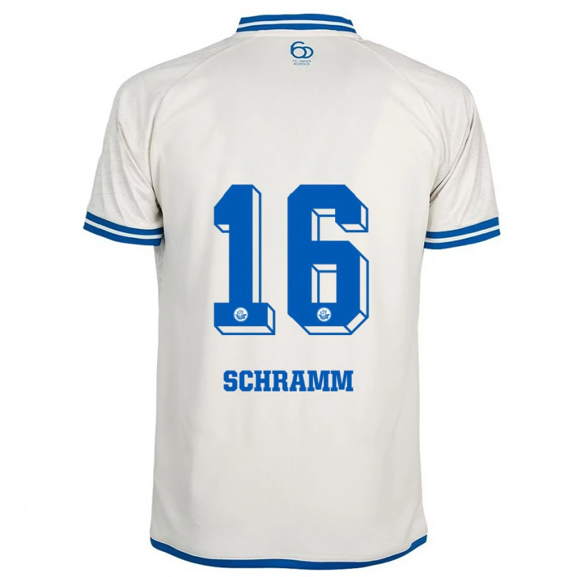 Danxen Homem Camisola Jette Schramm #16 Branco Azul Alternativa 2025/26 Camisa