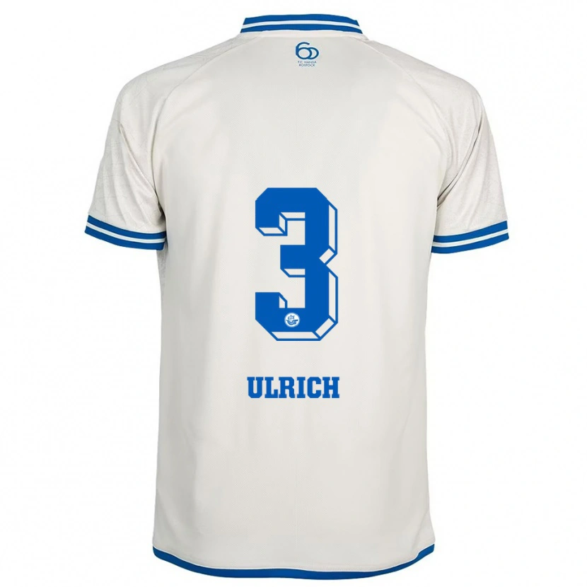 Danxen Homem Camisola Oliver Ulrich #3 Branco Azul Alternativa 2025/26 Camisa