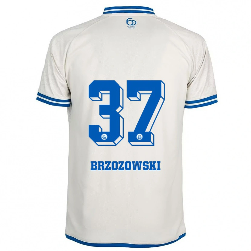 Danxen Homem Camisola Milosz Brzozowski #37 Branco Azul Alternativa 2025/26 Camisa