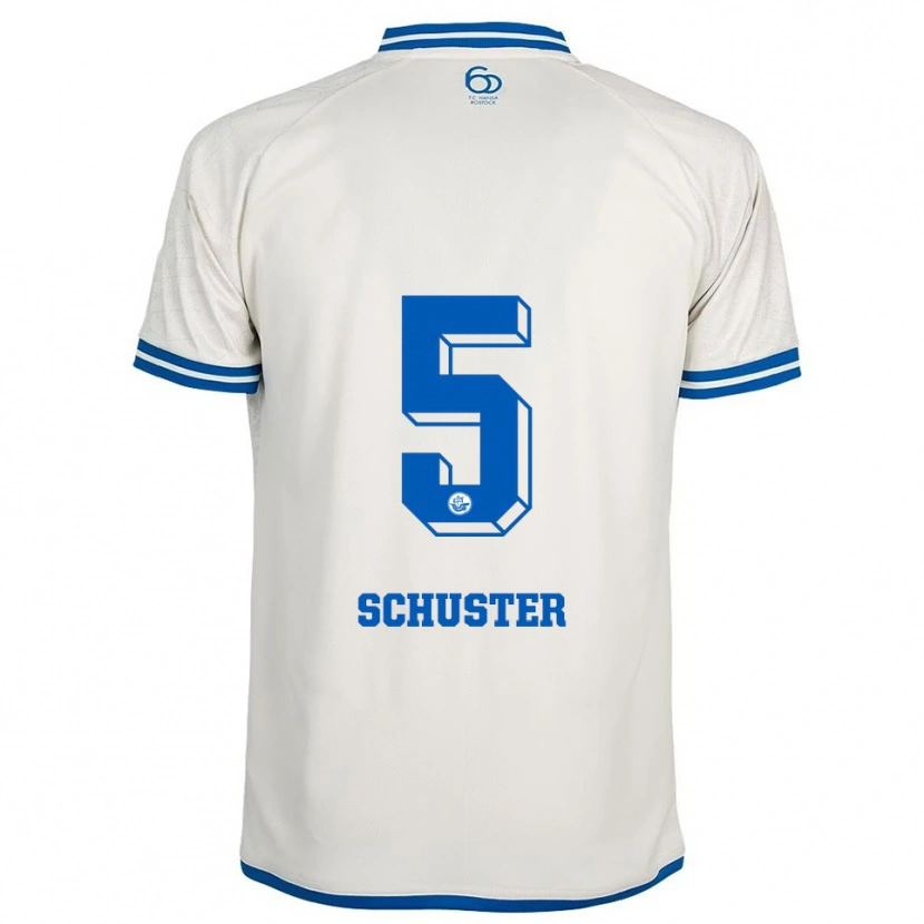 Danxen Homem Camisola Marco Schuster #5 Branco Azul Alternativa 2025/26 Camisa