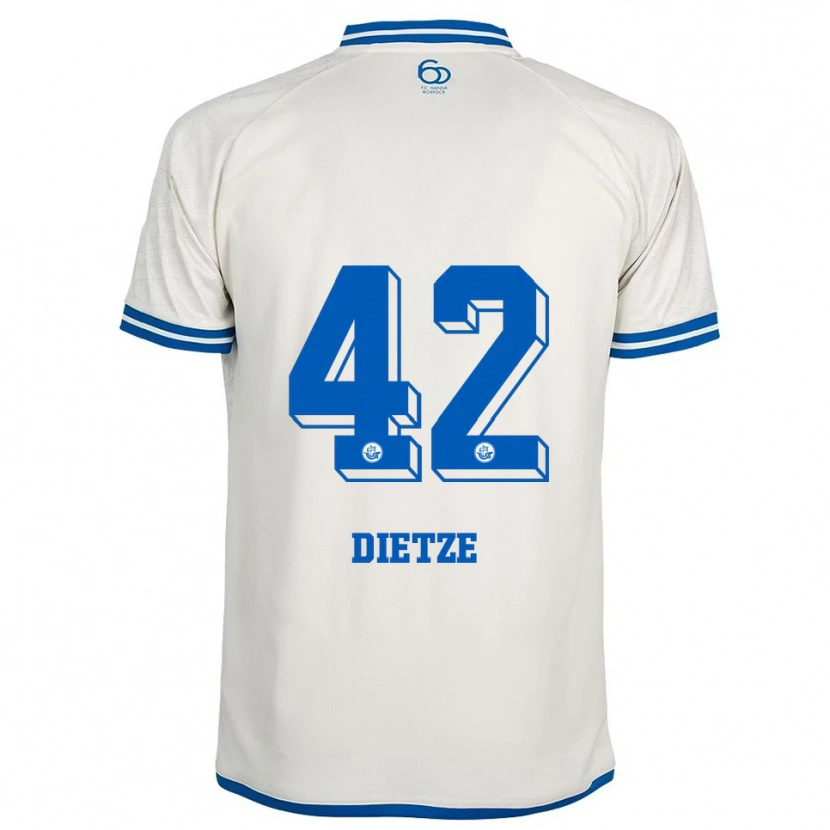 Danxen Homem Camisola Benno Dietze #42 Branco Azul Alternativa 2025/26 Camisa