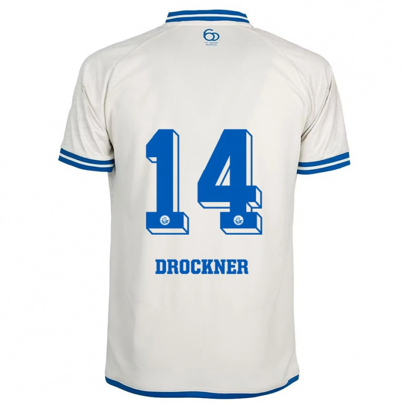 Danxen Homem Camisola Malin Drockner #14 Branco Azul Alternativa 2025/26 Camisa