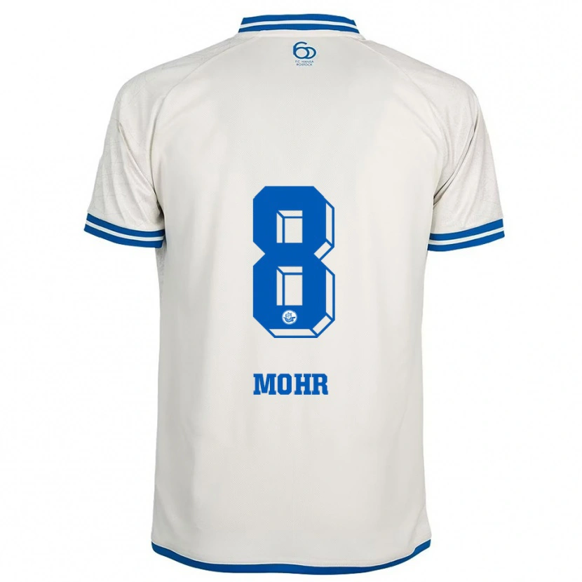 Danxen Homem Camisola Nele Mohr #8 Branco Azul Alternativa 2025/26 Camisa