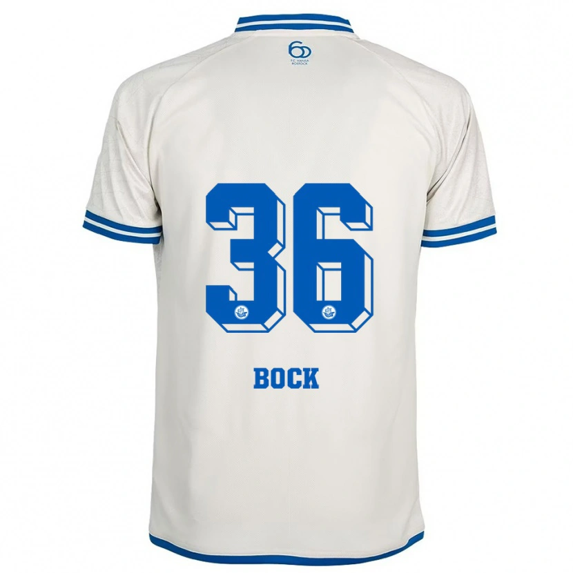 Danxen Homem Camisola Fiete Bock #36 Branco Azul Alternativa 2025/26 Camisa