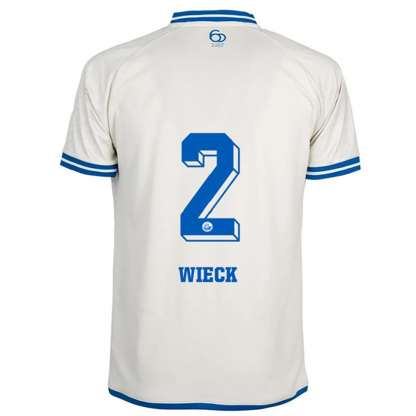 Danxen Homem Camisola Niklas Wieck #2 Branco Azul Alternativa 2025/26 Camisa