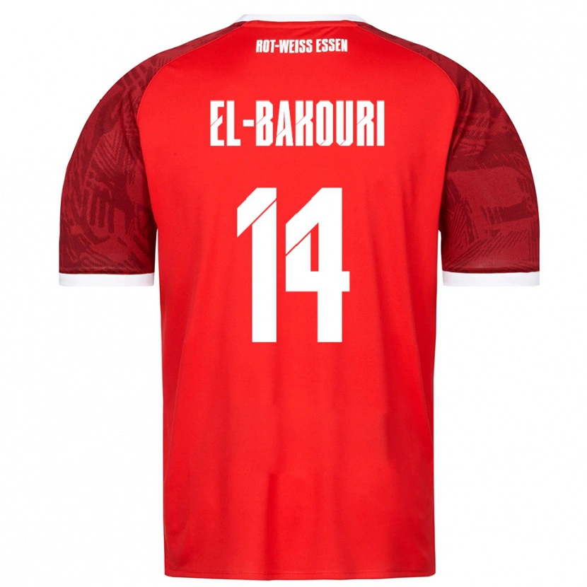 Danxen Homem Camisola Ibrahim El-Bakouri #14 Vermelho Borgonha Branco Alternativa 2025/26 Camisa