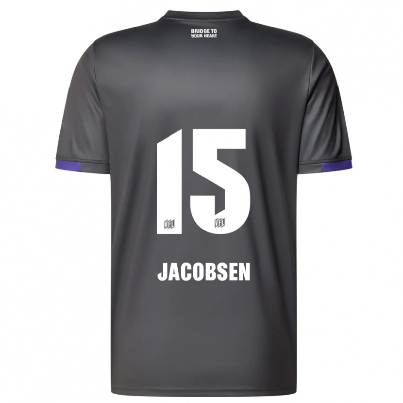 Danxen Homem Camisola Bjarke Jacobsen #15 Cinzento Roxo Alternativa 2025/26 Camisa