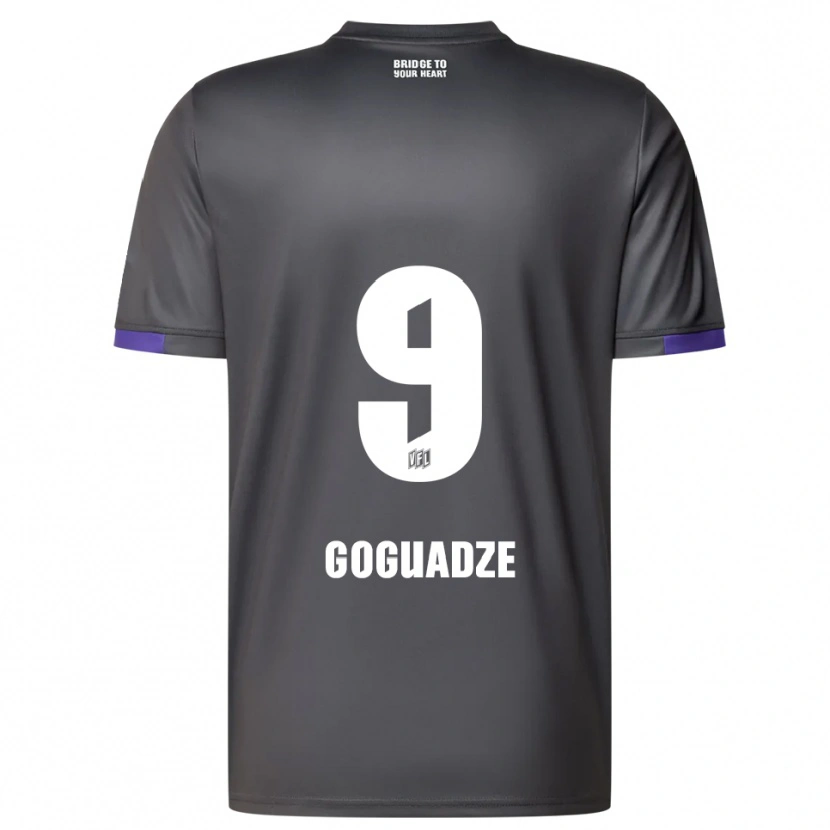 Danxen Homem Camisola Nikky Goguadze #9 Cinzento Roxo Alternativa 2025/26 Camisa