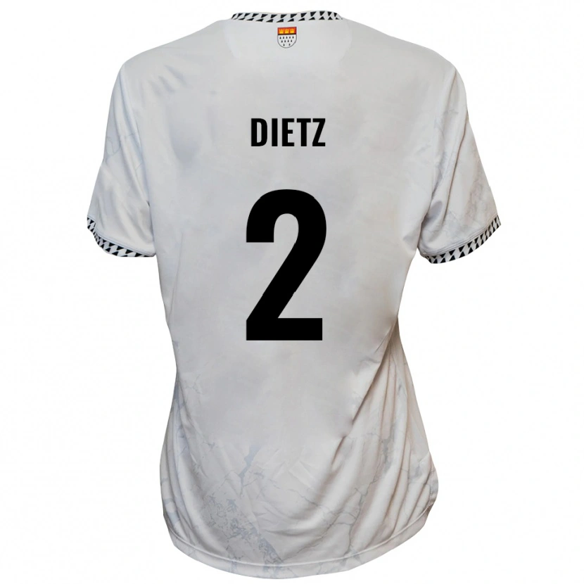 Danxen Homem Camisola Lars Dietz #2 Branco Preto Alternativa 2025/26 Camisa