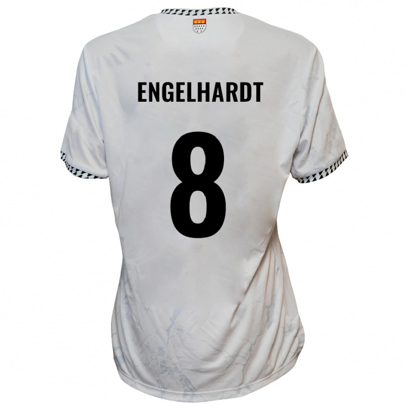 Danxen Homem Camisola Florian Engelhardt #8 Branco Preto Alternativa 2025/26 Camisa