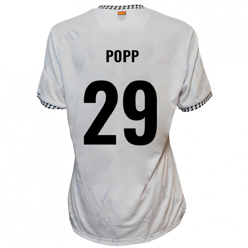 Danxen Homem Camisola Leander Popp #29 Branco Preto Alternativa 2025/26 Camisa