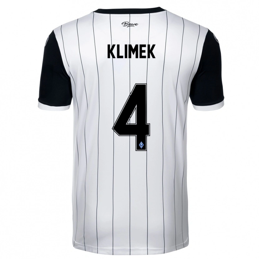 Danxen Homem Camisola Tom Klimek #4 Branco Preto Alternativa 2025/26 Camisa