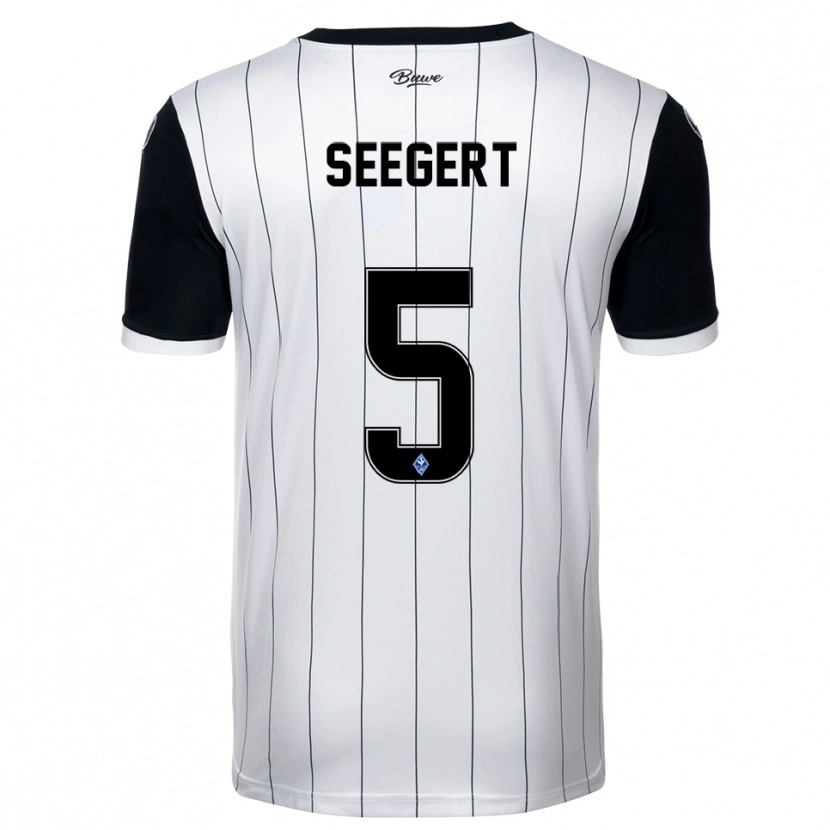 Danxen Homem Camisola Marcel Seegert #5 Branco Preto Alternativa 2025/26 Camisa