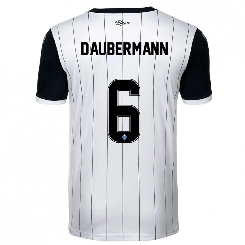 Danxen Homem Camisola Jonas Daubermann #6 Branco Preto Alternativa 2025/26 Camisa