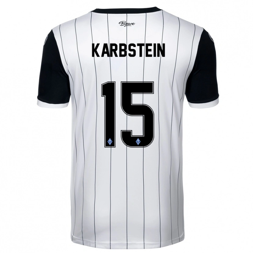 Danxen Homem Camisola Malte Karbstein #15 Branco Preto Alternativa 2025/26 Camisa
