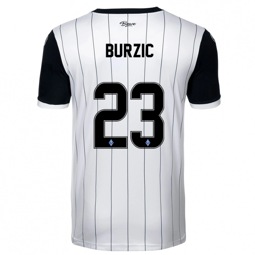 Danxen Homem Camisola Dino Burzic #23 Branco Preto Alternativa 2025/26 Camisa