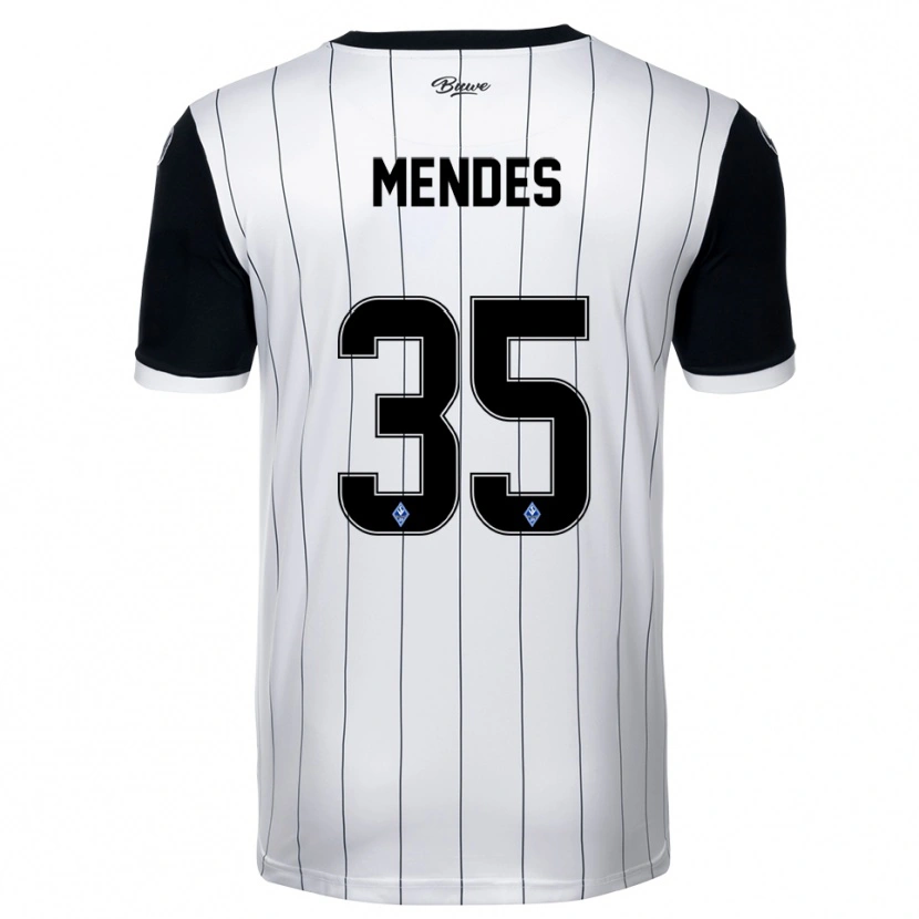 Danxen Homem Camisola Djayson Mendes #35 Branco Preto Alternativa 2025/26 Camisa