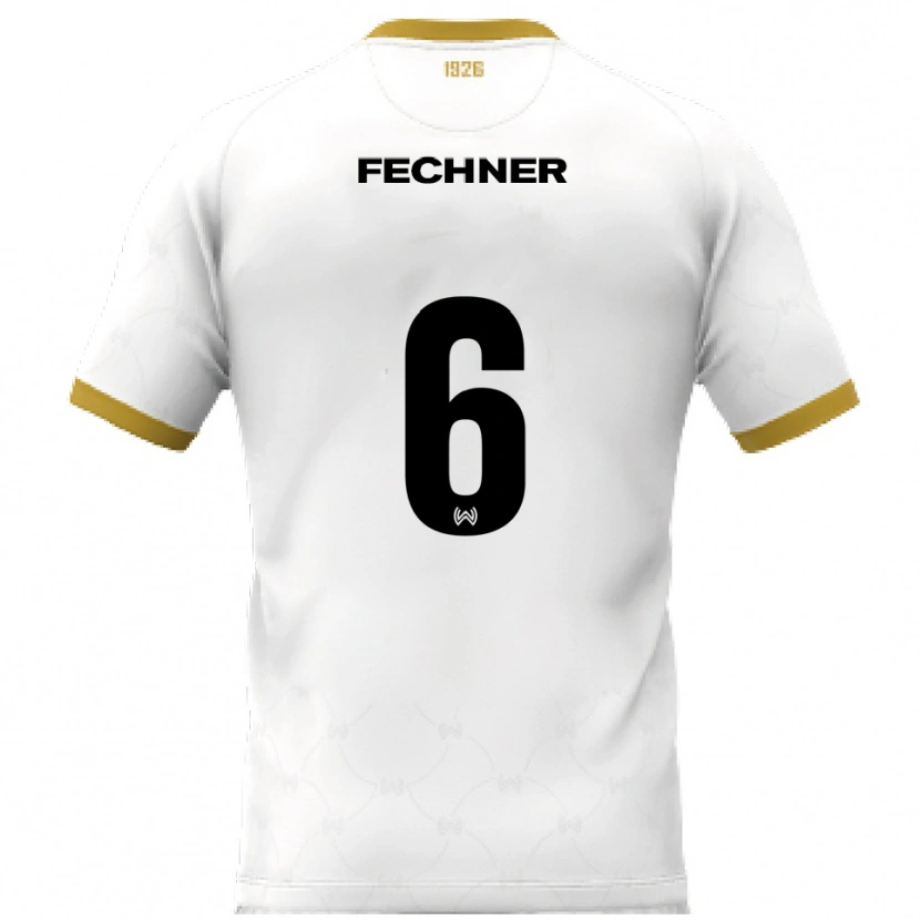 Danxen Homem Camisola Gino Fechner #6 Branco Dourado Alternativa 2025/26 Camisa