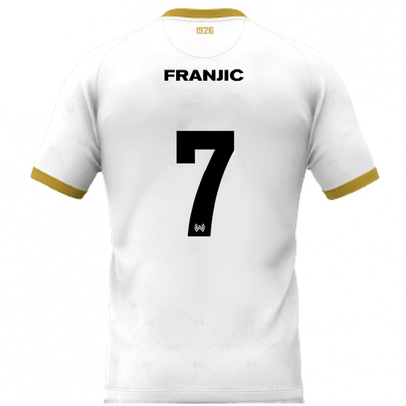Danxen Homem Camisola Ivan Franjic #7 Branco Dourado Alternativa 2025/26 Camisa