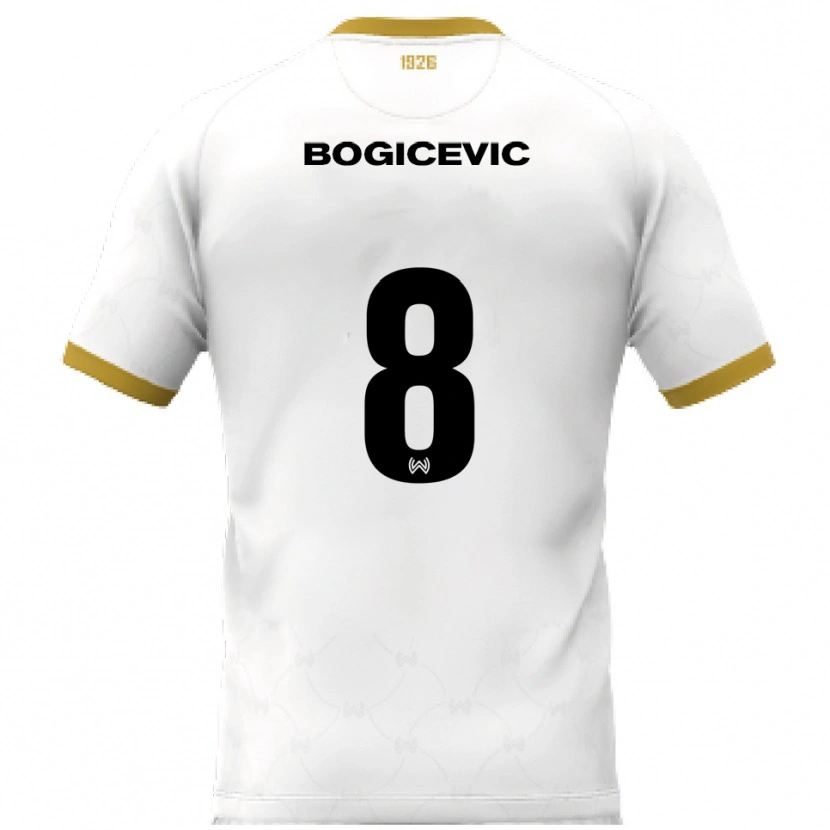 Danxen Homem Camisola Donny Bogicevic #8 Branco Dourado Alternativa 2025/26 Camisa