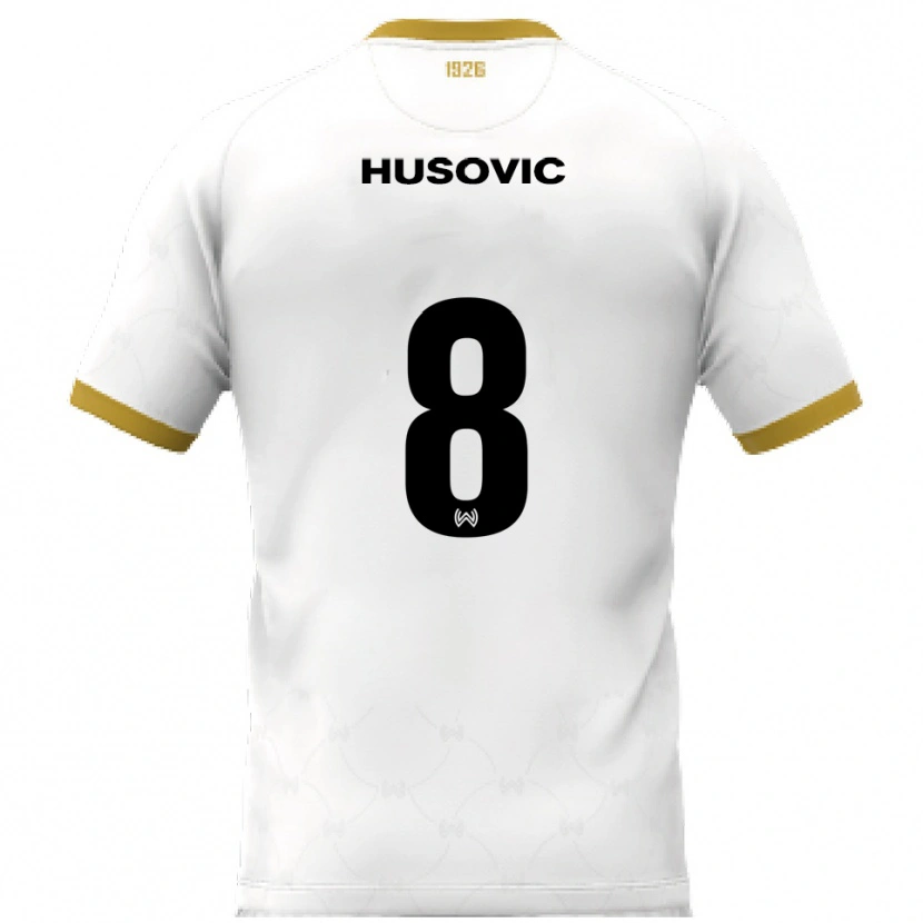 Danxen Homem Camisola Amin Husovic #8 Branco Dourado Alternativa 2025/26 Camisa