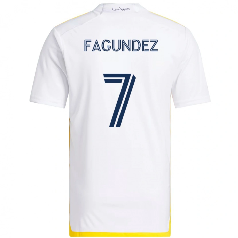 Danxen Criança Camisola Diego Fagúndez #7 Branco Amarelo Principal 2025/26 Camisa