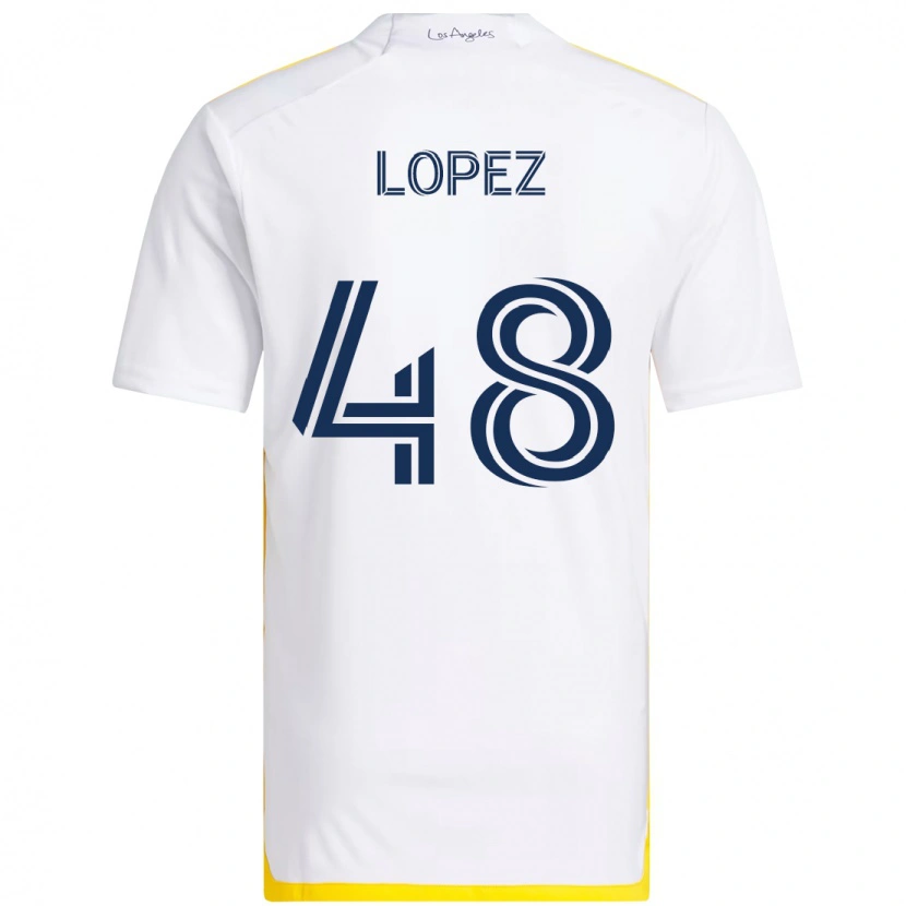 Danxen Criança Camisola Diego López #48 Branco Amarelo Principal 2025/26 Camisa