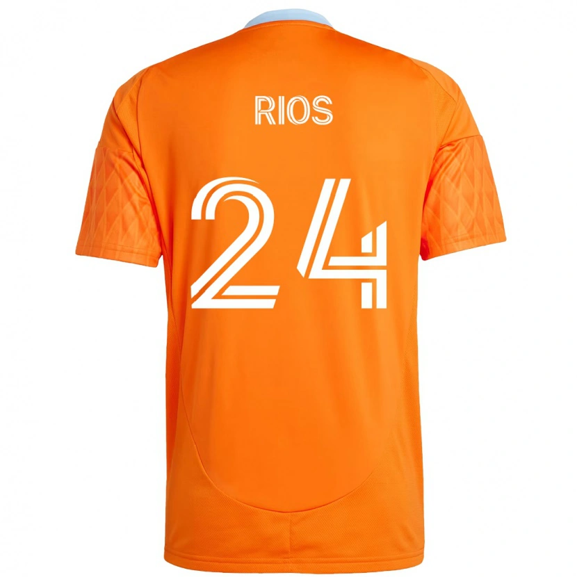 Danxen Criança Camisola Paolo Ríos #24 Laranja Branco Principal 2025/26 Camisa