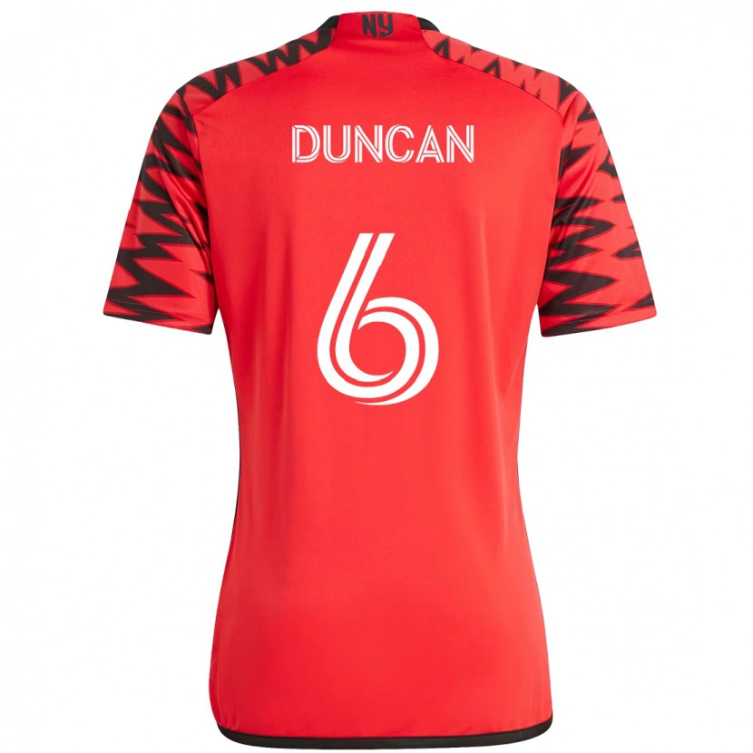 Danxen Criança Camisola Kyle Duncan #6 Vermelho Preto Principal 2025/26 Camisa