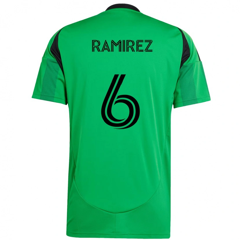 Danxen Criança Camisola Alonso Ramírez #6 Verde Preto Principal 2025/26 Camisa