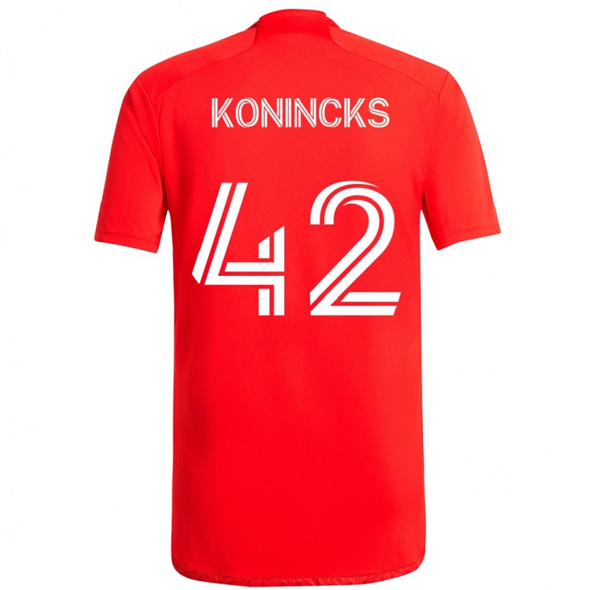 Danxen Criança Camisola Diego Konincks #42 Vermelho Branco Principal 2025/26 Camisa