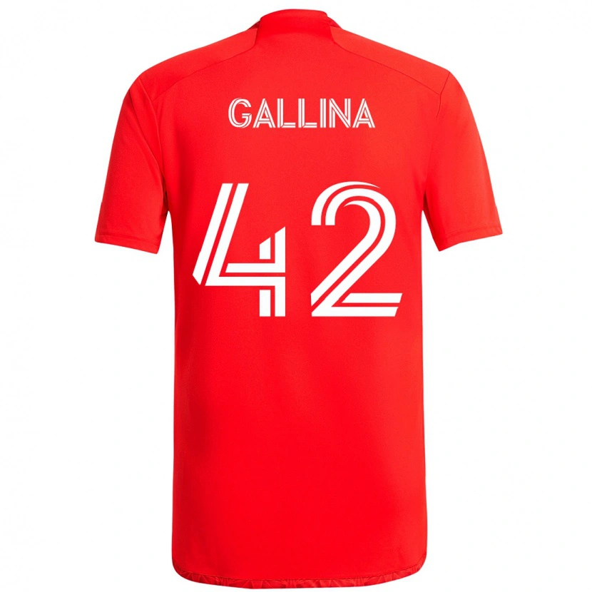 Danxen Criança Camisola Henrique Gallina #42 Vermelho Branco Principal 2025/26 Camisa
